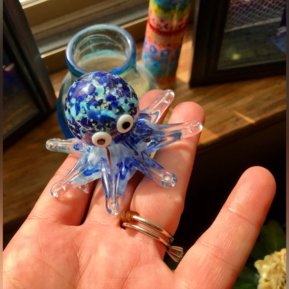 Glow In The Dark Glass Octopus Nautical Accent Decoration Figure Beach House - Picture 5 of 10